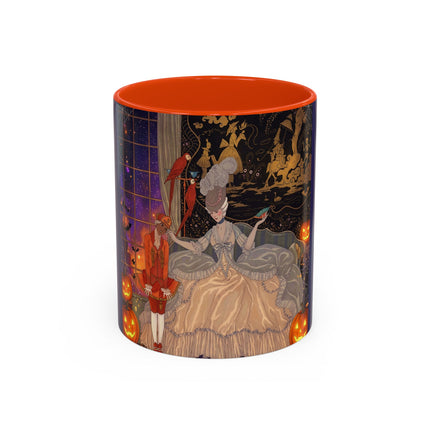 🌙🎃 The Moonlit Parlor Masquerade Colorful Mug – Elegant Halloween Romance
