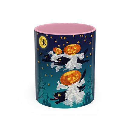 🐈‍⬛🎃 The Flying Black Cats Of Halloween Colorful Mug – Whimsical Storybook Charm