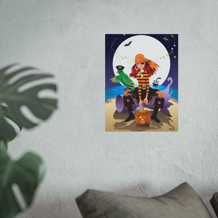 Moonlit Pirate Halloween Fine Art Posters