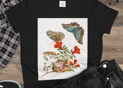 Blue Butterflies and Pomegranate Cotton Tee