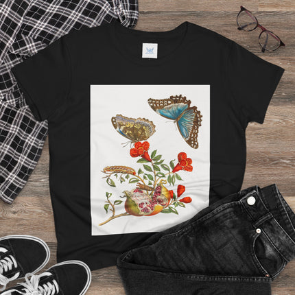Blue Butterflies and Pomegranate Cotton Tee