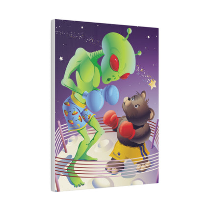 Cosmic Clash – Playful Alien and Bear Boxing Match