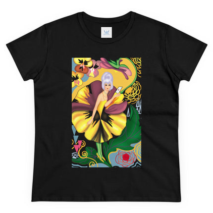 Women's Enchanted Pansy Print Midweight Cotton Tee