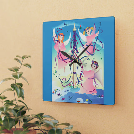 Angelic Revelry Acrylic Wall Clock