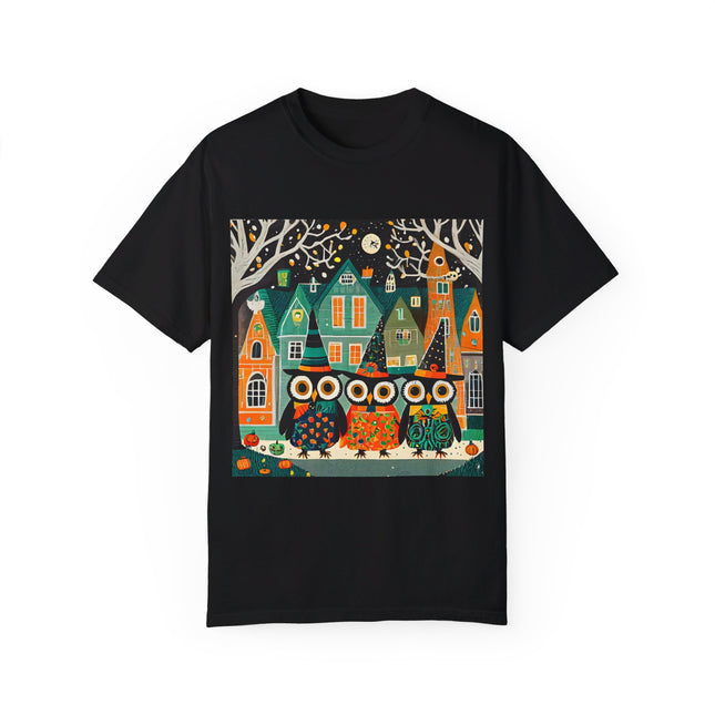 Night of the Trick-or-Treating Owlets Unisex Garment-Dyed T-shirt