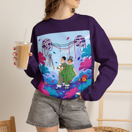 🎭🌸 The Garden Masquerade Crewneck Sweatshirt – Art Deco Floral Whimsy