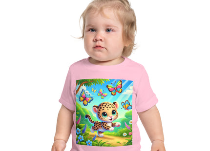 Butterfly Chase Leopard Cub Baby Short Sleeve T-Shirt