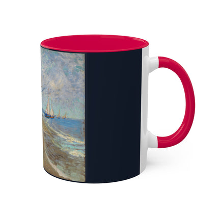 Fishing Boats on the Beach at Saintes-Maries by Vincent Van Gogh Colorful Mugs, 11oz