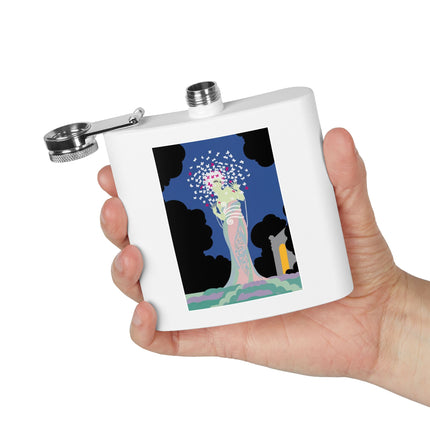 Butterfly Enchantress Stainless Steel Flask – Ethereal Art Deco Magic & Transformation