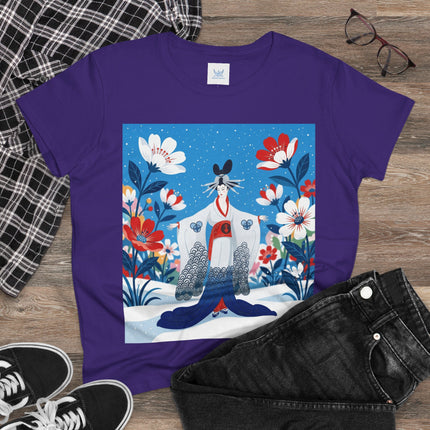 🌸❄️ The Winter Blossom Kimono Cotton Tee – Japanese-Inspired Floral Elegance