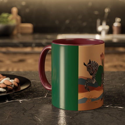 Zebra Rider Colorful Mugs – Safari Chic & Art Deco Adventure