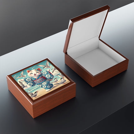 Geisha Kitten by the Seaside Jewelry Box