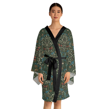 Blackthorn by William Morris Long Sleeve Kimono Robe (AOP)