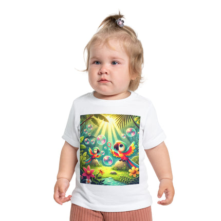 Parrots and Bubbles Baby T-Shirt – Tropical Color & Playful Joy