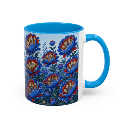 💙🌺 The Sapphire Blossom Garden Dancer Colorful Mug – Art Deco Fashion Fantasy