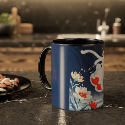 ❄️⛸️ The Winter Skater’s Flight Colorful Mug – Art Deco Floral Fantasy