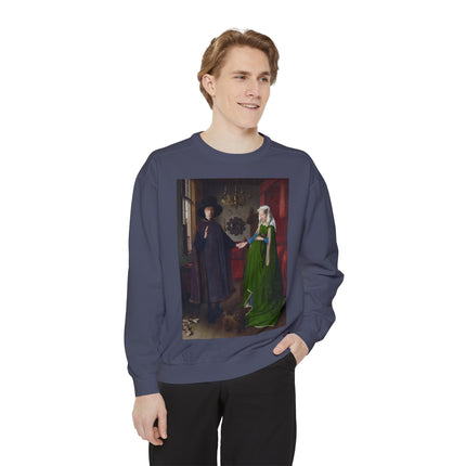 Arnolfini Portrait by Jan Van Eyck Unisex Garment-Dyed Sweatshirt