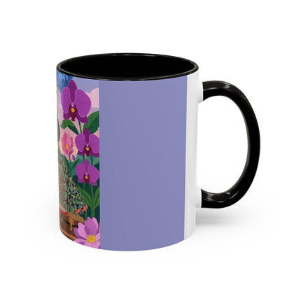 The Lady And The Crimson Birdcage Colorful Mugs – Art Deco Tropical Garden Elegance