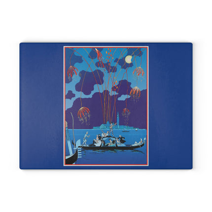 Fireworks in Venice by George Barbier Glass Cutting Board