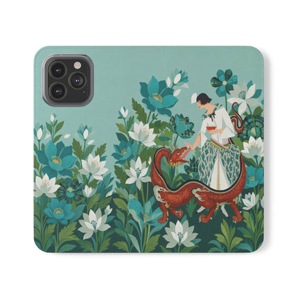 🐉🌿 The Dragon Keeper Flip Case – Art Deco Floral Fantasy