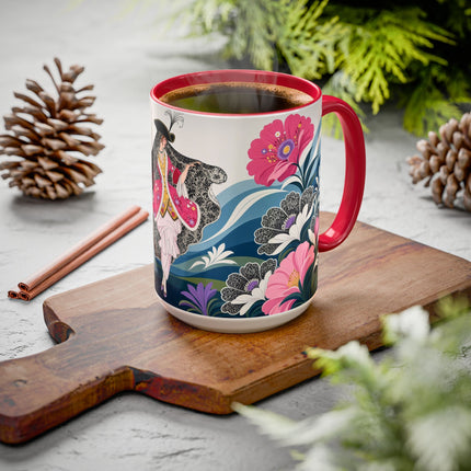 🌸🎀 The Pink Lace Garden Promenade Colorful Mug – Art Deco Fashion Elegance