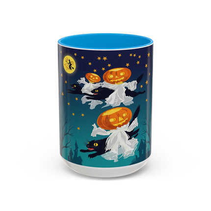🐈‍⬛🎃 The Flying Black Cats Of Halloween Colorful Mug – Whimsical Storybook Charm