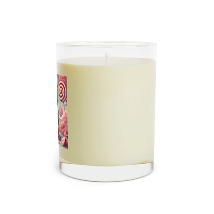 Whimsical Geisha Kitten in a Valentine Garden Scented Candle - Full Glass, 11oz