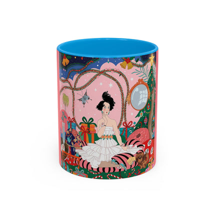 🎀🎄 Christmas Morning In The Rose Parlor Colorful Mug – Art Deco Holiday Fantasy