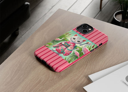 Geisha Kitten Strolls Among the Spoonbills Phone Cases