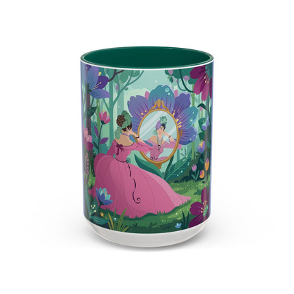 The Lady Of The Enchanted Mirror Colorful Mugs – Art Deco Botanical Elegance