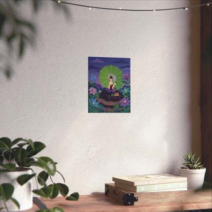 🪷🧶 The Lady Of The Lotus Knitting Circle Matte Vertical Poster – Art Deco Floral Whimsy