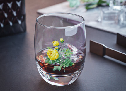 Yellow Rose Botanical Illustration by Pierre-Joseph Redouté Whiskey Glass