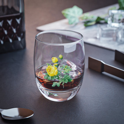 Yellow Rose Botanical Illustration by Pierre-Joseph Redouté Whiskey Glass