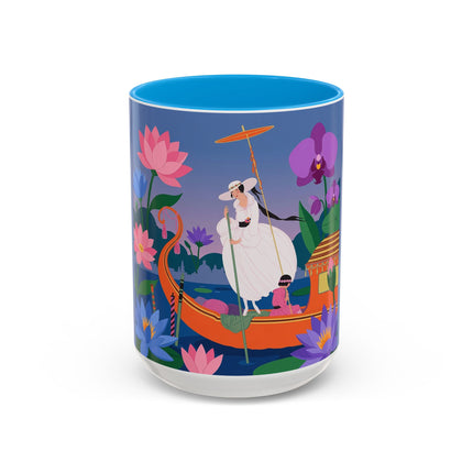 The Lady Of The Lotus Voyage Colorful Mugs – Art Deco Botanical Elegance