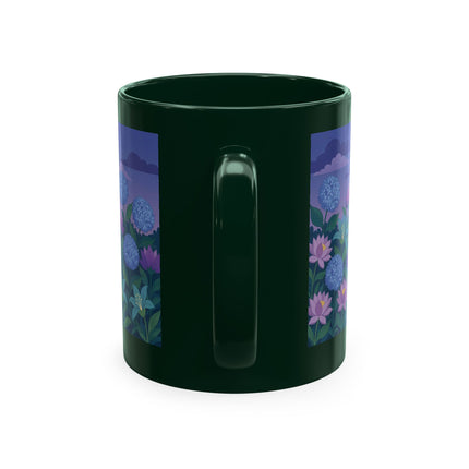 🧶☂️ The Lady Of The Garden Knitting Circle Ceramic Mug – Art Deco Floral Whimsy