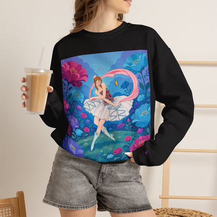🦋🌸 The Butterfly Garden Ballet Crewneck Sweatshirt – Art Deco Floral Whimsy