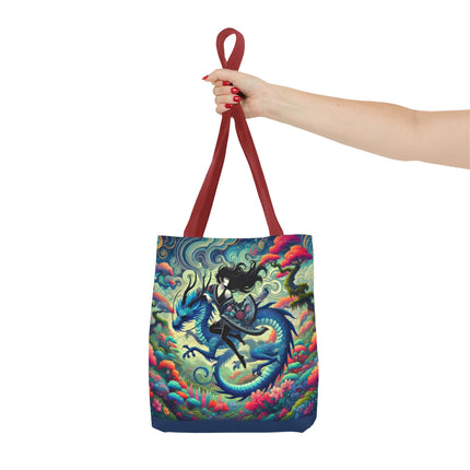 Mystic Guardian of the Sky Tote Bag – Warrior Fairy & Turquoise Dragon