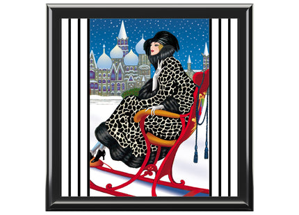 Elegant Winter Woman in Sleigh Jewelry Box