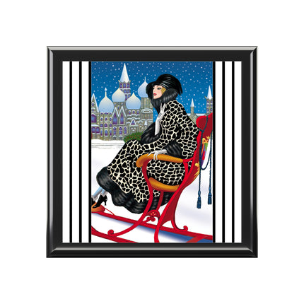 Elegant Winter Woman in Sleigh Jewelry Box