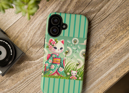 Geisha Kitten and the Dandelion Phone Cases