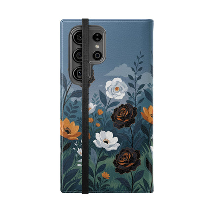 🌹💧 The Midnight Garden Keeper Flip Case – Art Deco Floral Fantasy