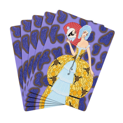 🎭💛 The Lady Of The Mirrored Fan Playing Cards – Art Deco Fashion Fantasy Description