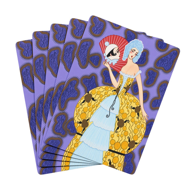 🎭💛 The Lady Of The Mirrored Fan Playing Cards – Art Deco Fashion Fantasy Description