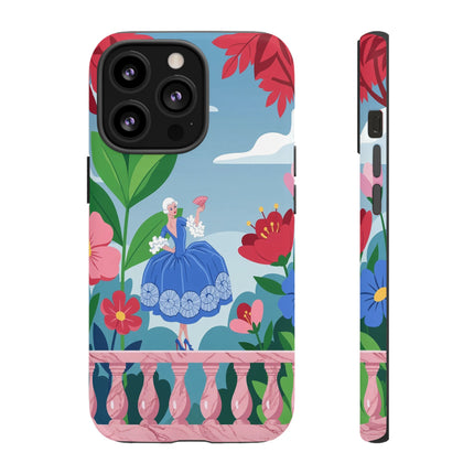 🌺🪭 The Lady Of The Grand Flower Terrace Phone Case – Art Deco Garden Elegance