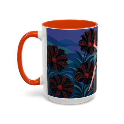 🖤🌺 The Midnight Floral Acrobat Colorful Mug – Art Deco Fashion Whimsy