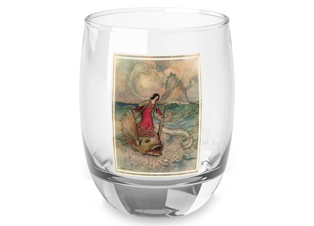 Rita Rides on the Dolphin by Warwick Goble Whiskey Glass