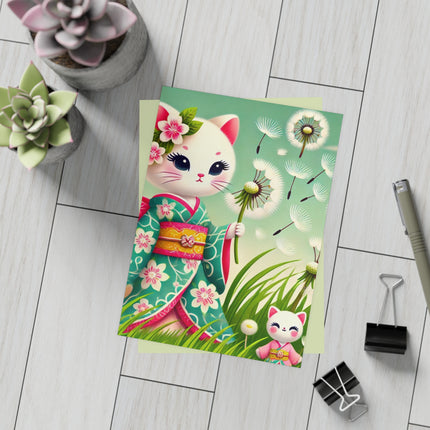Geisha Kitten and the Dandelion Wish Postcard Bundles (envelopes included) - Bundles of 10, 30, 50 Pieces