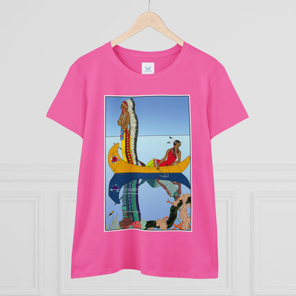 Le long du Missouri (Indian couple in a canoe on the Missouri River) by George Barbier Women's Midweight Cotton Tee
