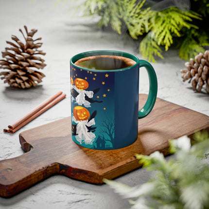 🐈‍⬛🎃 The Flying Black Cats Of Halloween Colorful Mug – Whimsical Storybook Charm