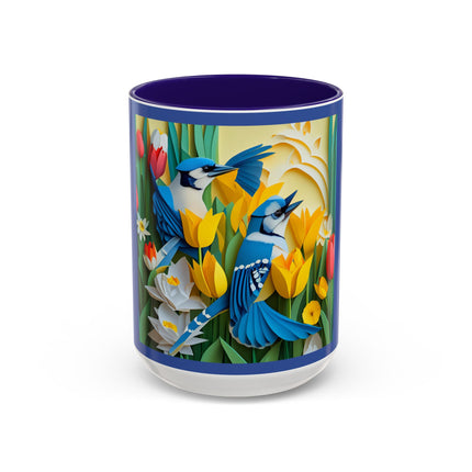 Blue Jays in a Spring Garden Colorful Mugs (11oz, 15oz)